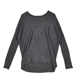 POOF GRAY KNIT SWEATER LONG SLEEVE ASYMMETRIC HEM WOMEN’S - SIZE XL